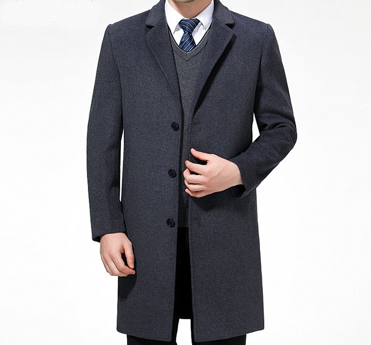 新品 メンズ コート 高級 ウール テーラードコート カシミヤ ロングコート ジャケット 柔らか ラシャー 紳士 ビジネスコート グレー XL