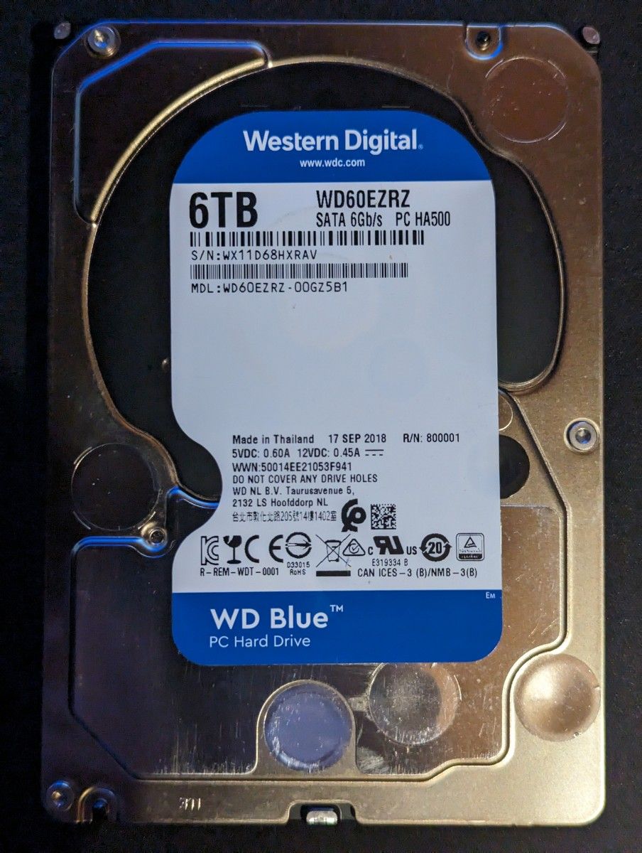 160時間使用 Western Digital 6TB WD60EZRZ SATA HDD Yahoo!フリマ（旧）-
