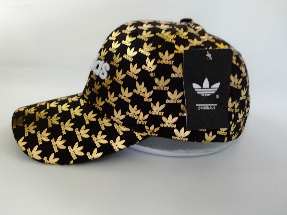 海外ダンサー御用達☆アディダスADIDAS☆ハイブランドモノグラムベルトバックキャップ帽子☆BLACK/GOLD_画像2