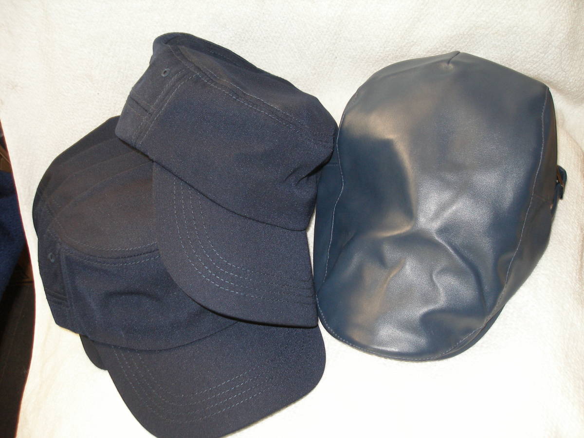 帽子 ワークキャップ 濃紺色 5点 ＆ ハンチング 紺色 1点の６点セット 新品未使用品_画像1
