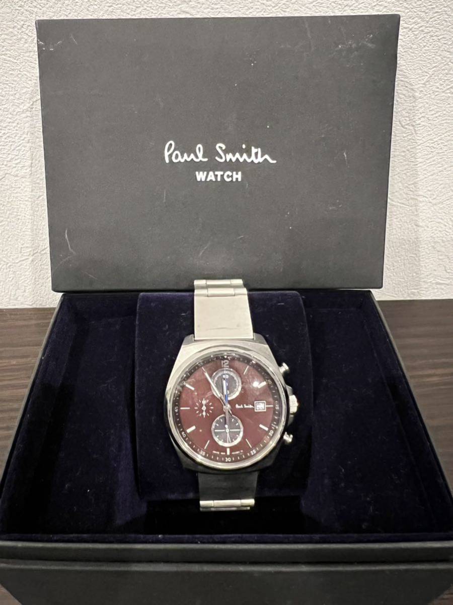 電池交換済】Paul Smith ポールスミス 腕時計 ピンク クロノグラフ-