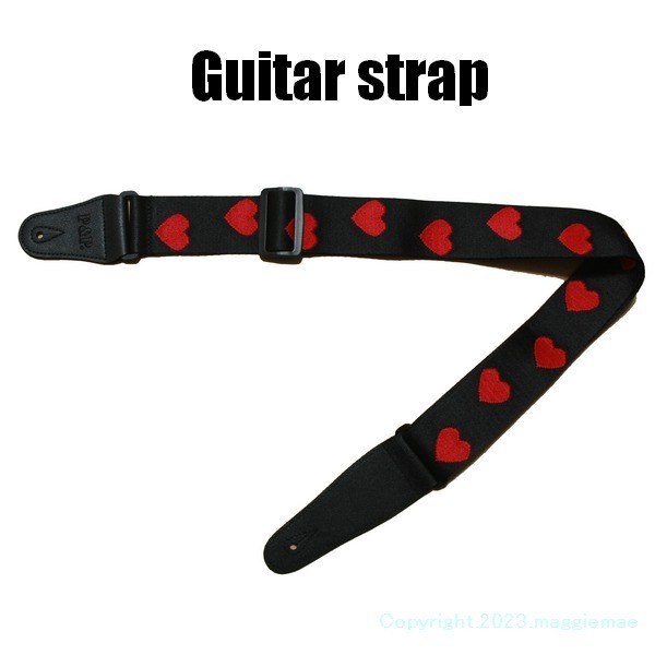  new goods guitar strap electro akogi lock Rock PUNK punk guitar accessory black black Heart LSY