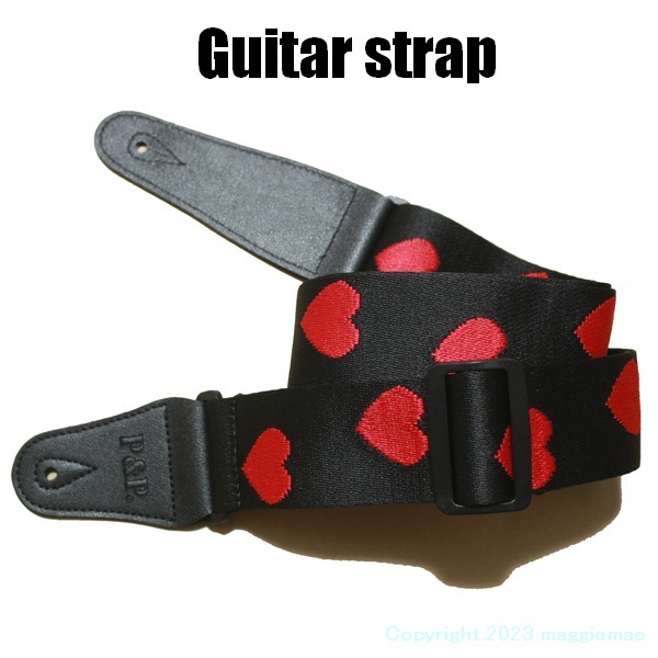  new goods guitar strap electro akogi lock Rock PUNK punk guitar accessory black black Heart LSY