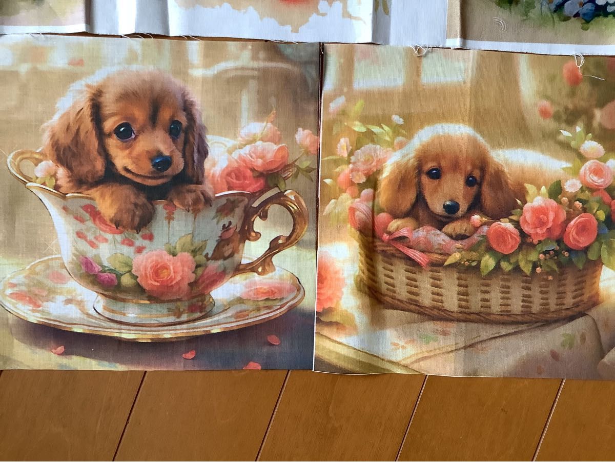 ラスト1点 レア生地 クーポン利用 ミニチュアダックス 犬パネル パネル生地 18cmパネル9枚 ハンドメイド材料 自宅保管