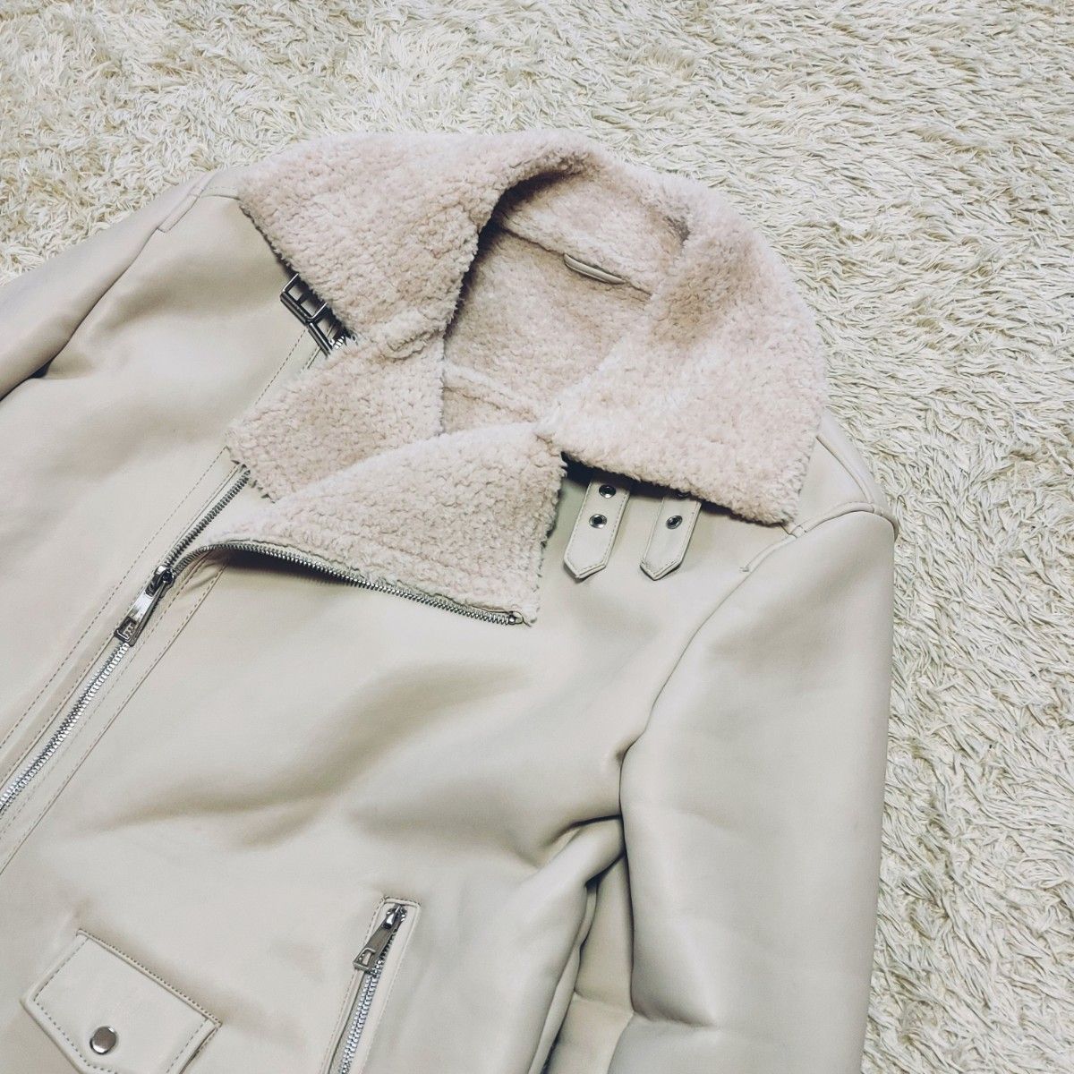 セール中10-5【人気】ZARA ザラ ダブルライダース 裏ボア付き セール中10-5【人気】ZARA ザラ ダブルライダース 裏ボア付き