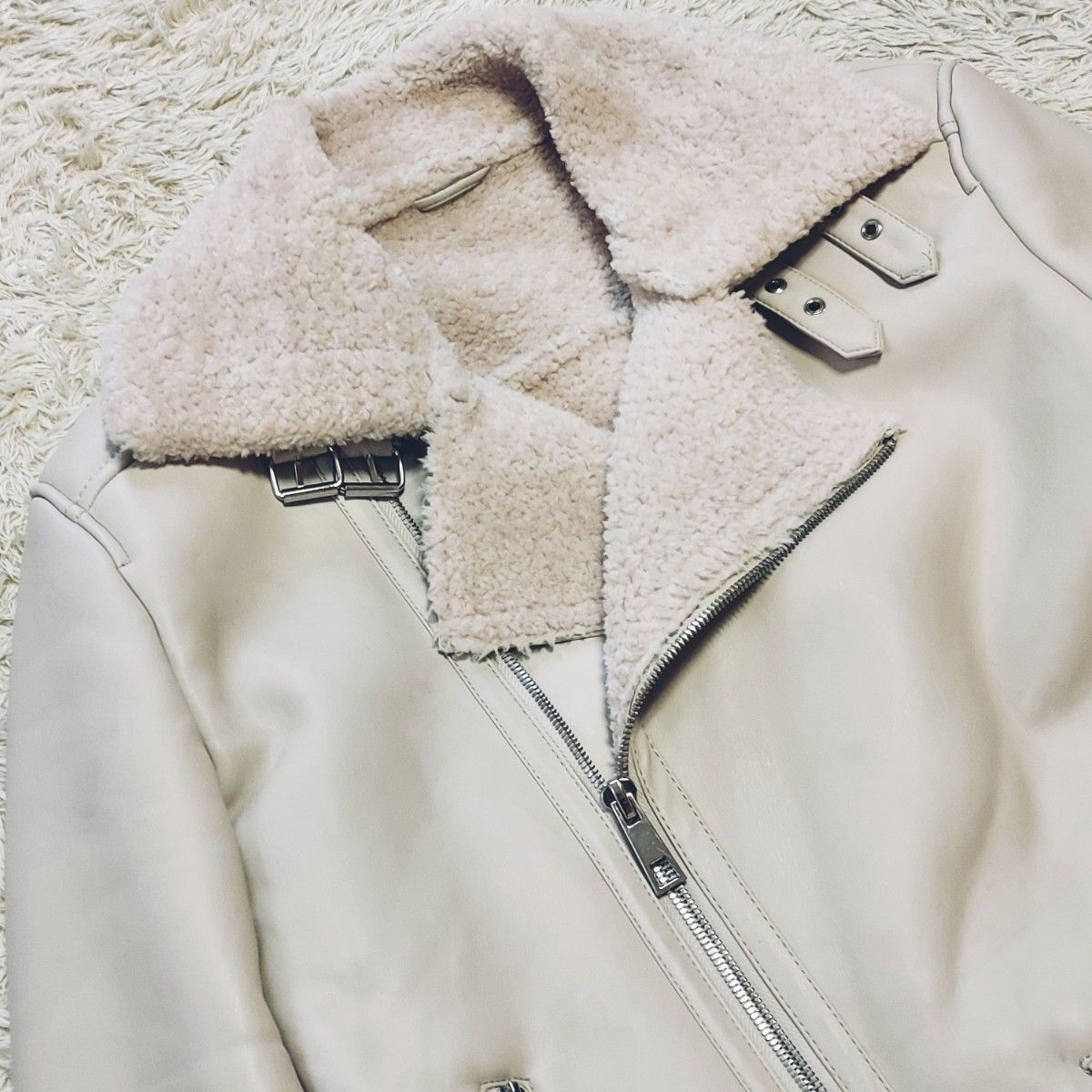 セール中10-5【人気】ZARA ザラ ダブルライダース 裏ボア付き セール中10-5【人気】ZARA ザラ ダブルライダース 裏ボア付き