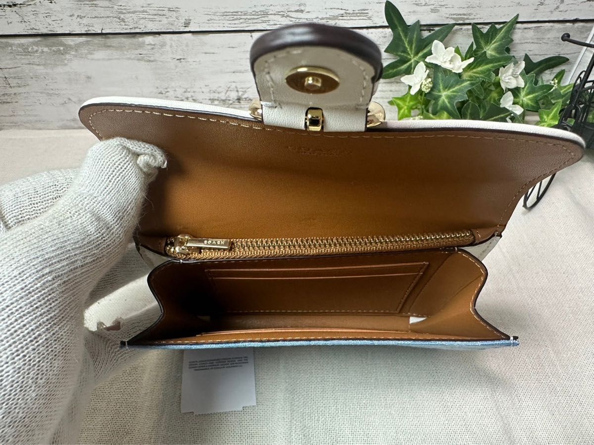 新品COACH コーチ シャンブレー レザー シグネチャー クリオ