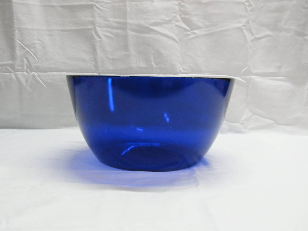直径約27.8cm 大きい 青ガラス 深鉢☆ガラス 硝子 青 ブルー 器 鉢 ボウル 盛鉢 サラダ デザート アイスバケット パーティー ビンテージ 8の画像3