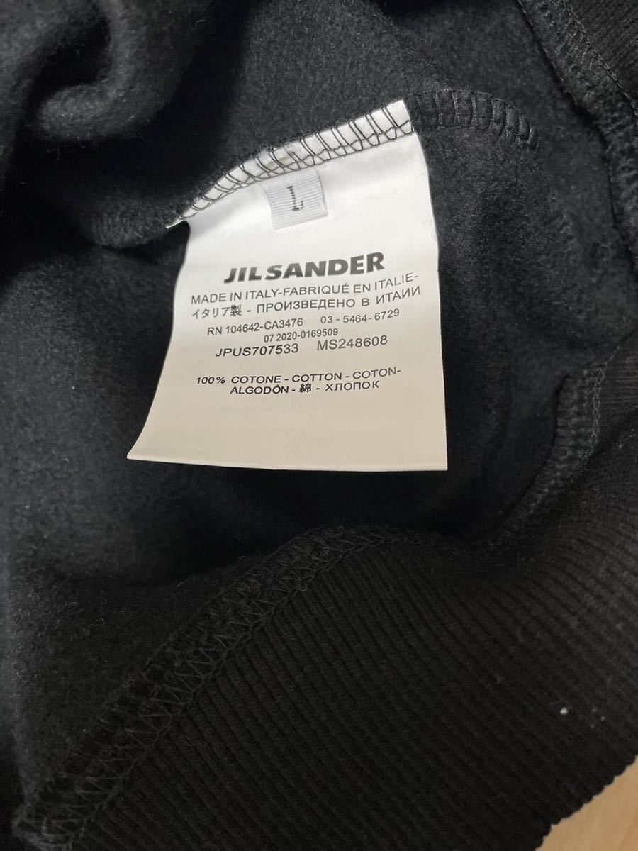 ☆新品未使用JIL SANDER ☆ジルサンダー フロントロゴ　リフレクター　パーカー 黒 Lサイズ　_画像3