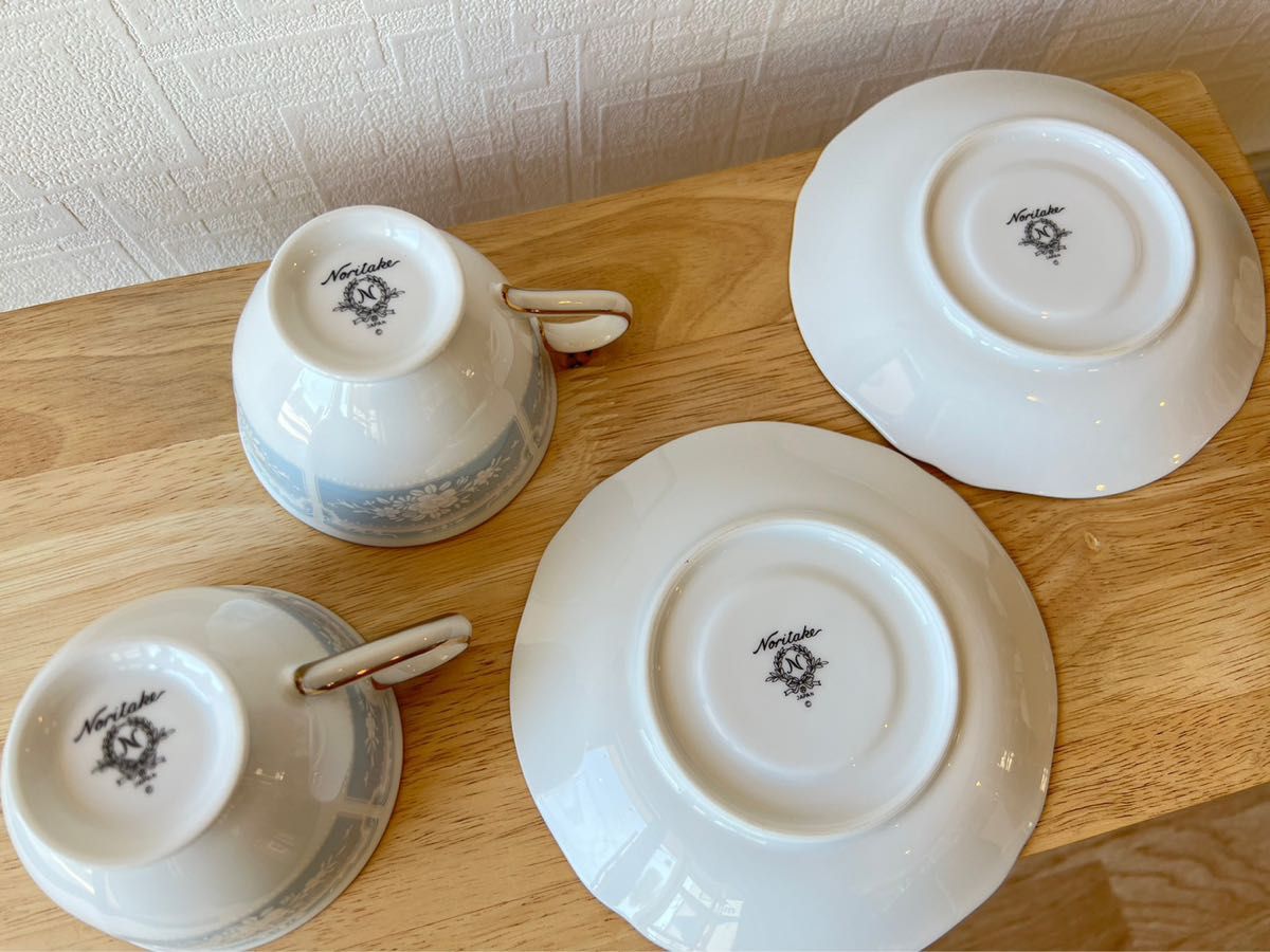 Noritake ノリタケ カップ&ソーサー 2客セット　コーヒーカップ　レースウッドゴールド