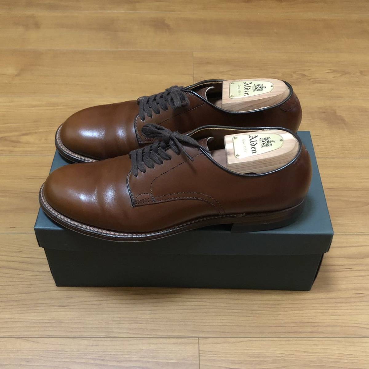 ALDEN 53713 Military Plain Toe OX US8 BROWN オールデン カーフ プレーントゥ ミリタリーラスト ブラウン 1回のみ着用_画像3