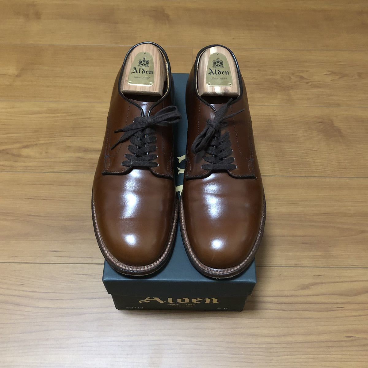 ALDEN 53713 Military Plain Toe OX US8 BROWN オールデン カーフ プレーントゥ ミリタリーラスト ブラウン 1回のみ着用_画像1