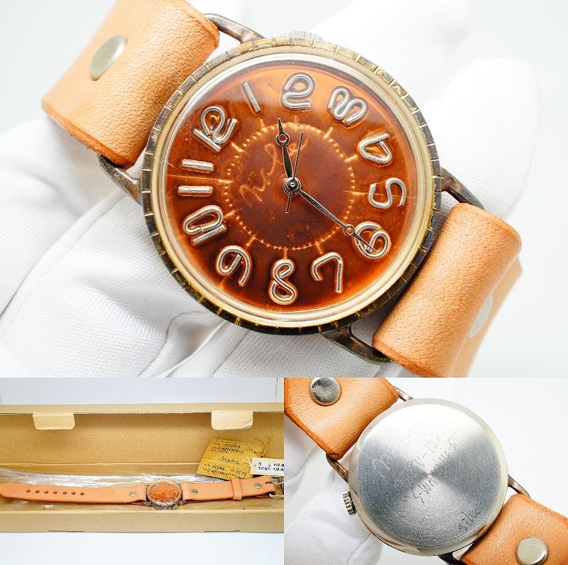 J111●作動良好 箱付 未使用デッドストック Nabe Products Hand Craft Watch ハンドメイド SILVER925 メンズ腕時計 シルバー クォーツ