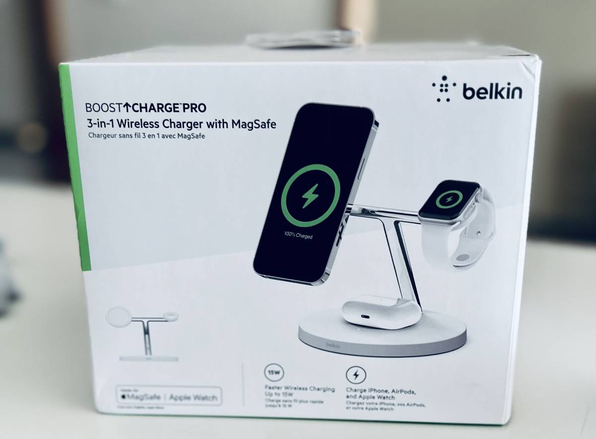 BELKIN BOOST↑ CHARGE PRO MagSafe / Apple Watch 急速充電対応 3in1 ワイヤレス充電器 15W （ホワイト）_画像2