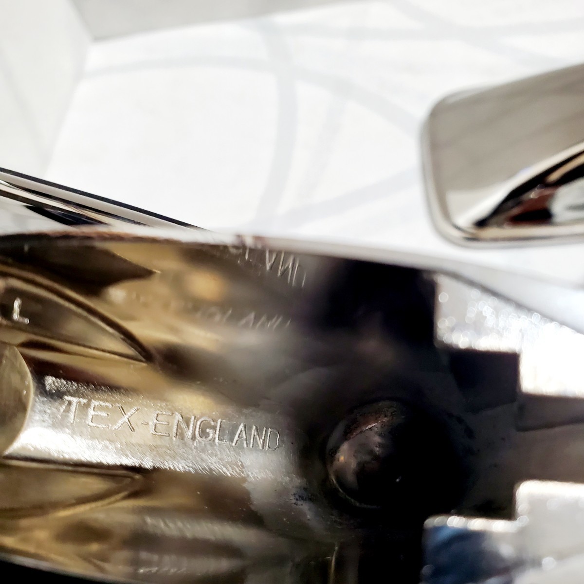 ローバーミニ ドアミラー 左右セット TEX型 ステンレス/クロム型 ENGLAND 英国製品 アタッチメント、アダプター付 新品の画像3
