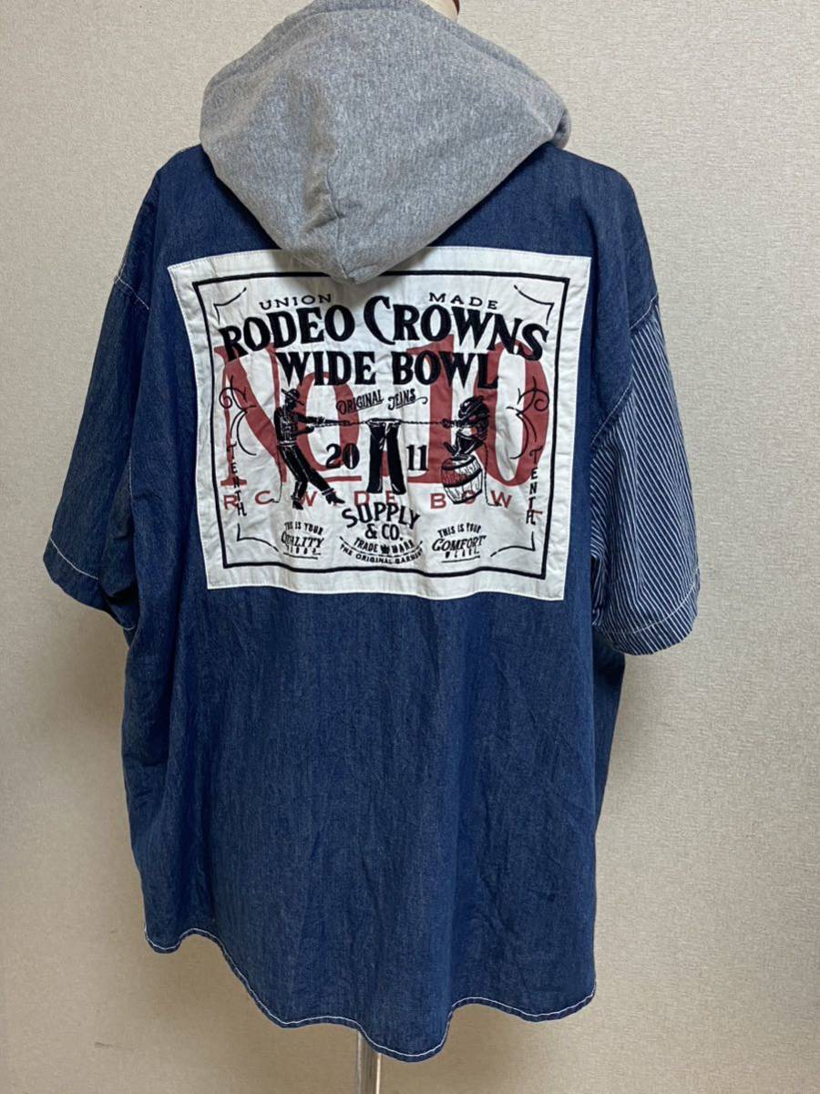 【 RODEO CROWNS★ロデオクラウンズ】Ｇシャツ・デニムシャツ・フード取り外し可能・Fサイズ_画像1