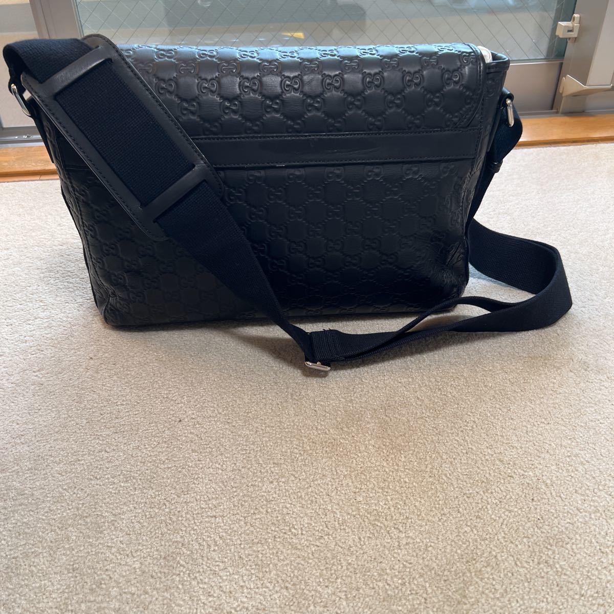 1円《美品》定価35万 GUCCI グッチ メンズ シマ レザー メッセンジャー