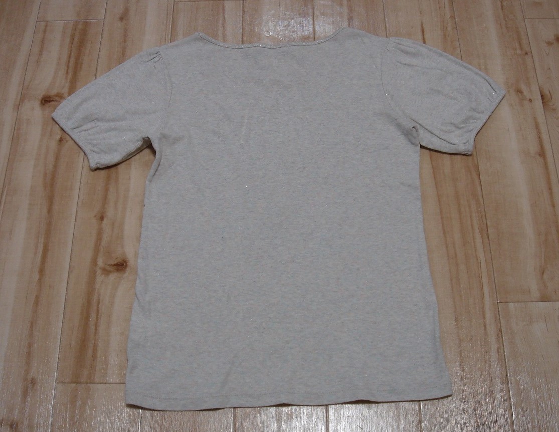 ◆ Discoat ディスコート シンプル ラメ入り 半袖 Tシャツ フリー 綿100％ 杢ライトグレー ◆ USED ◆_画像7