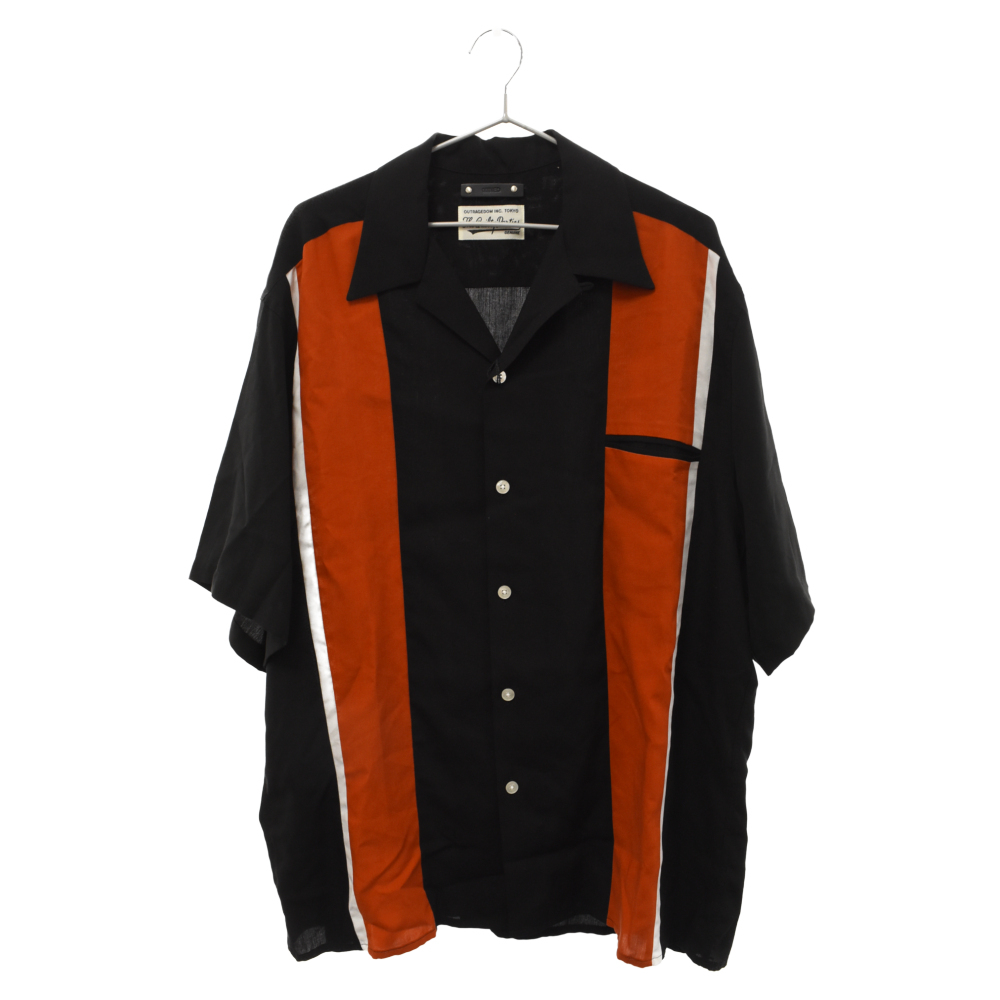 WACKO MARIA ワコマリア 23SS×MINEDENIM 50s Shirts ORANGE 50s オープンカラー半袖シャツ ブラック/オレンジ 23MND-WM001