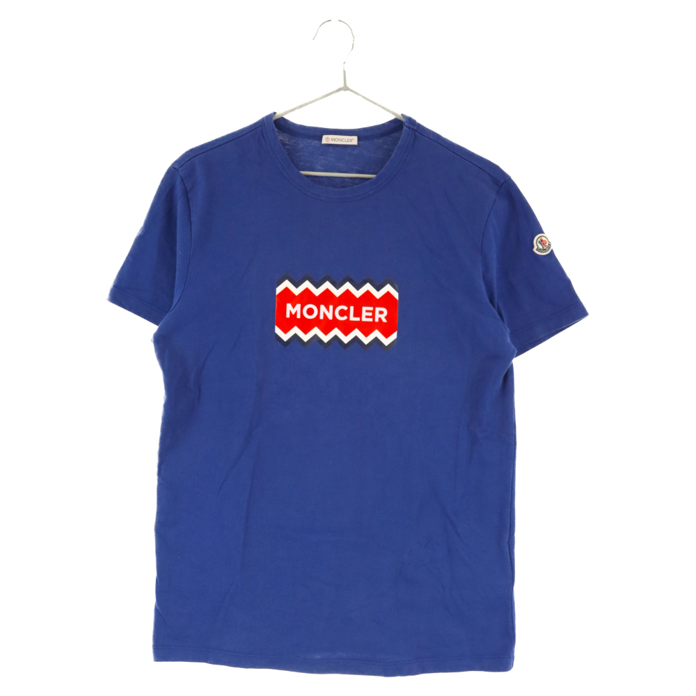 競売 モンクレール ロゴ ブルー E10918037250 Tシャツ 半袖 プリント