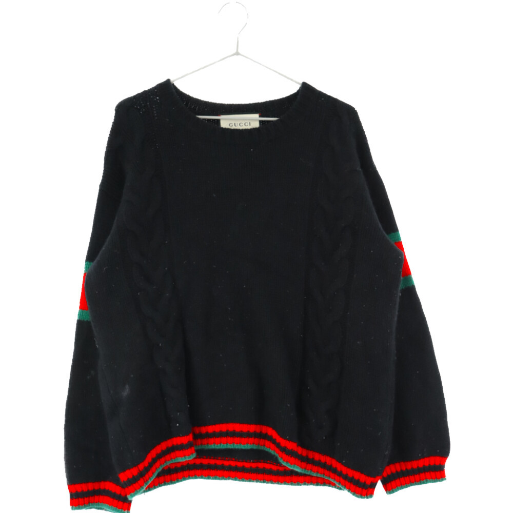 GUCCI グッチ 19AW Cable Knit Sweater クルーネックニットセーター 548115 X1561 ブラック_画像1