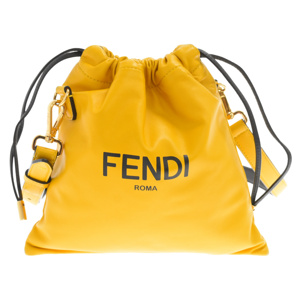 FENDI フェンディ ロゴプリント ショルダーバッグ スモールポーチ イエロー 7VA510