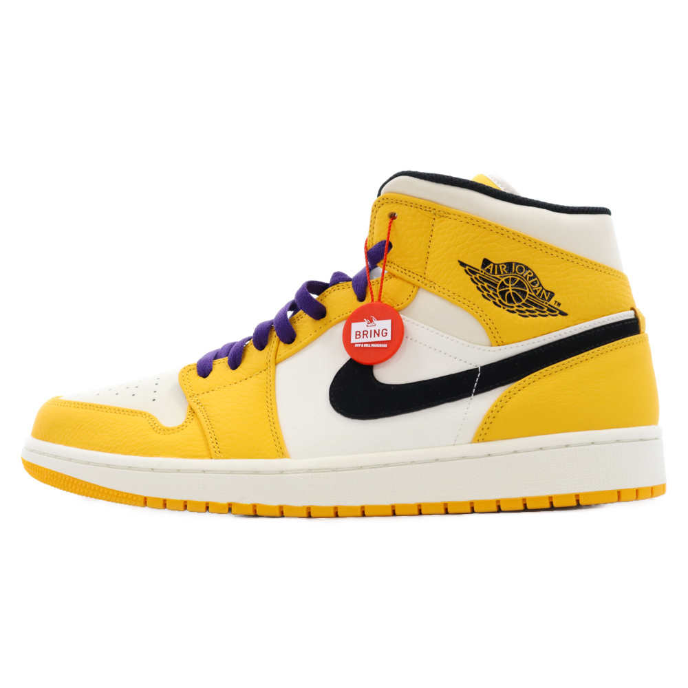 NIKE ナイキ AIR JORDAN 1 MID SE LAKERS エアジョーダン1 MID レイカーズ ミッドカットスニーカー イエロー/ホワイトUS13/31cm 852542-700