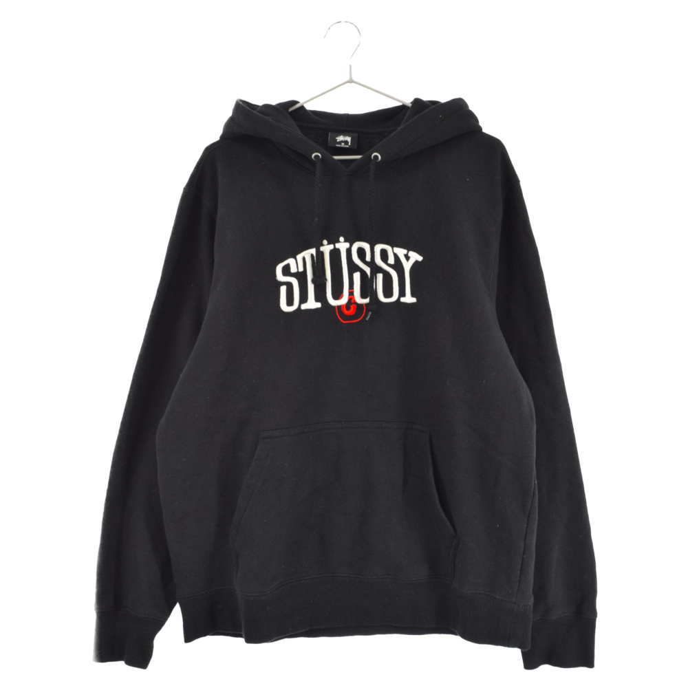 人気新品 HOODIE C CIRCLE ステューシー STUSSY ロゴ刺繍 ブラック