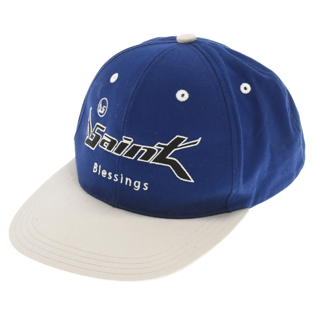 SAINT MICHAEL セントマイケル 22SS BLESSING CAP SM-S22-0000-056 フロントロゴ刺繍 6パネルベースボールキャップ 帽子 ブルー_画像1