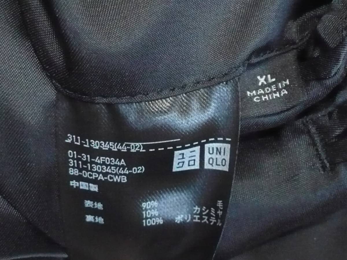 USED　ユニクロ／ウールカシミアジャケット　メンズXL　レギュラーフィット　ブラック_画像5
