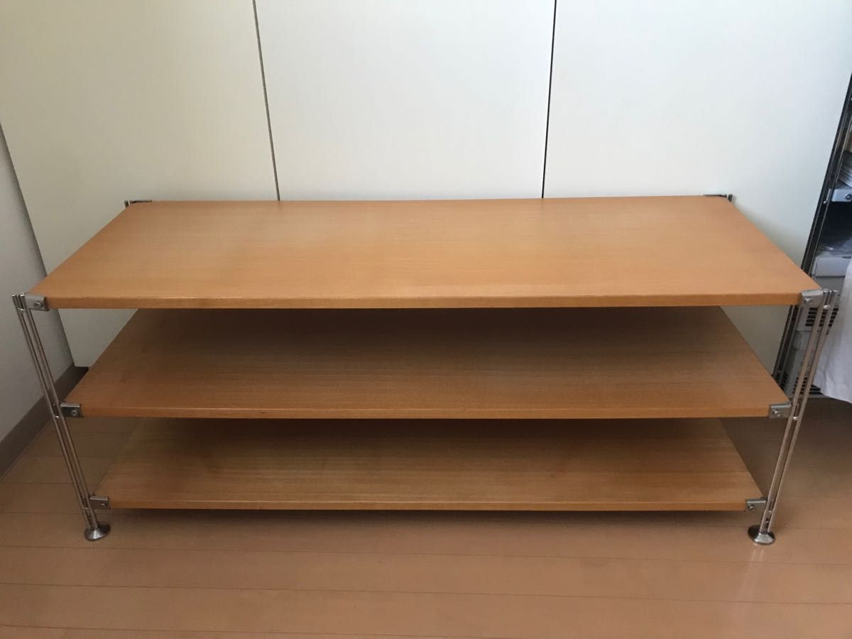無印良品 ステンレスユニットシェルフ タモ材 112cm 特大 TV台 無印良品 ステンレスユニットシェルフ タモ材 112cm 特大 TV台