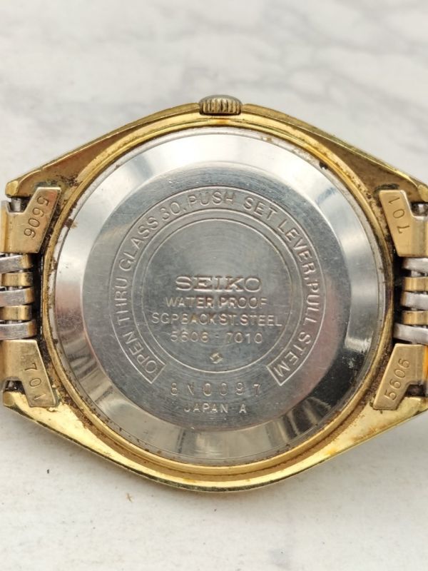 1円~ 稼働品 セイコー SEIKO ロードマチック LORD MATIC LM 5606-7010 自動巻き デイデイト 25石 腕時計 シルバー文字盤 ステンレス メンズ_画像7