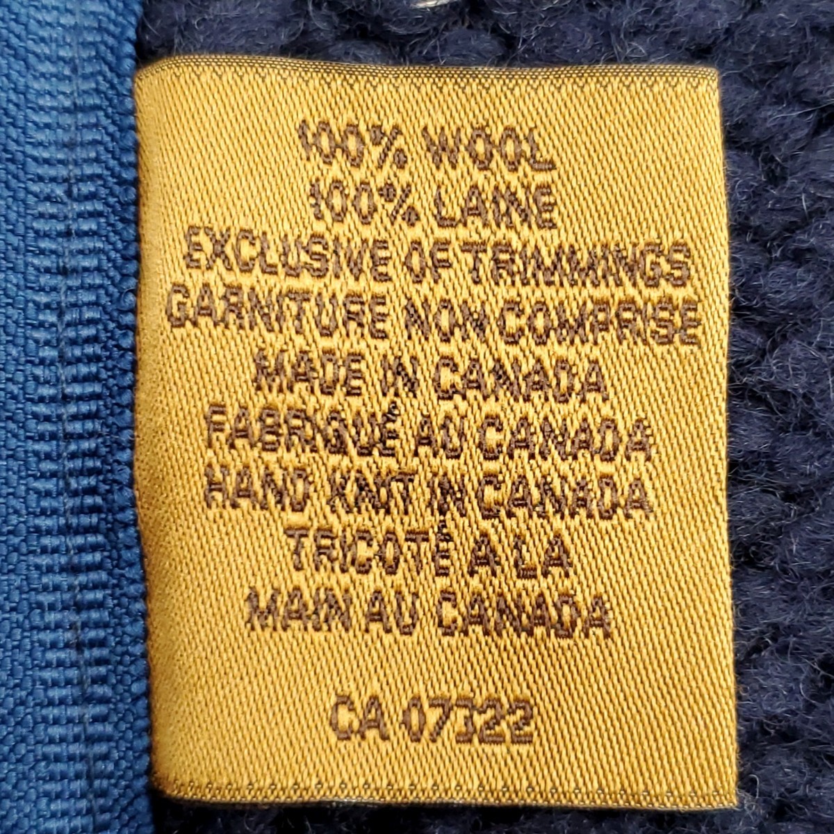 ケーブル編み◆CANADIAN SWEATER◆カナダ製カウチンセーターM38ネイビー紺ウールカーディガン無地ニットジャケットカナタKanata好きも 727_画像8