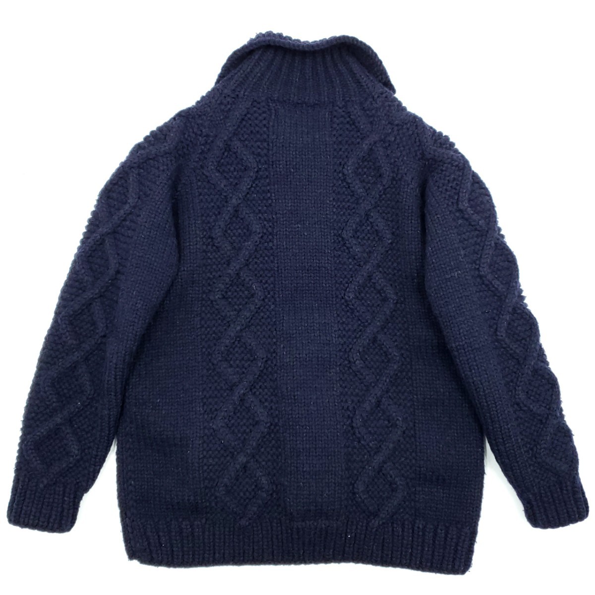 ケーブル編み◆CANADIAN SWEATER◆カナダ製カウチンセーターM38ネイビー紺ウールカーディガン無地ニットジャケットカナタKanata好きも 727_画像3