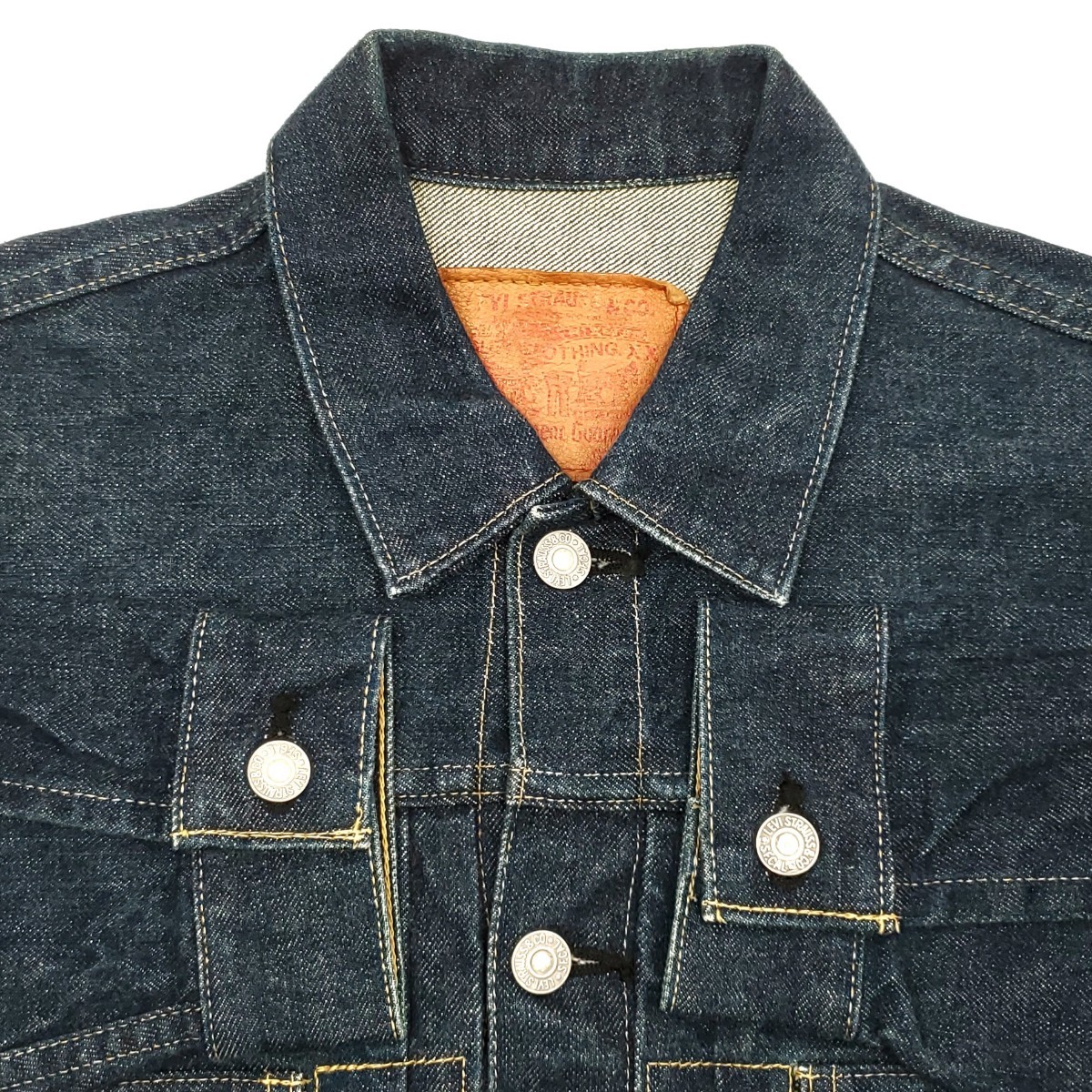 日本製セカンド濃紺◆Levi's 71507XX◆38ビンテージ復刻Gジャン2ndリーバイスメンズMビッグEデニムジャケットBIGEジージャンLVCレプリカ354_画像3