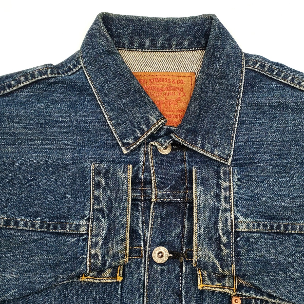 日本製ファースト濃紺◆Levi's 71506XX◆38ビンテージ復刻Gジャン1stリーバイスメンズMビッグEデニムジャケットジージャンLVCレプリカ 74