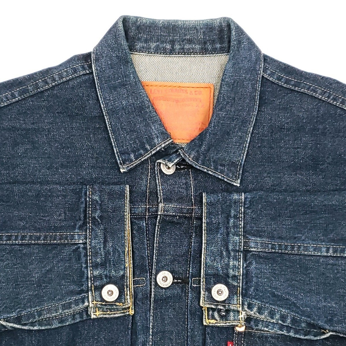 日本製ファースト濃紺◆Levi's 71506XX◆38ビンテージ復刻Gジャン1stリーバイスメンズMビッグEデニムジャケットBIGEジージャンLVC 91