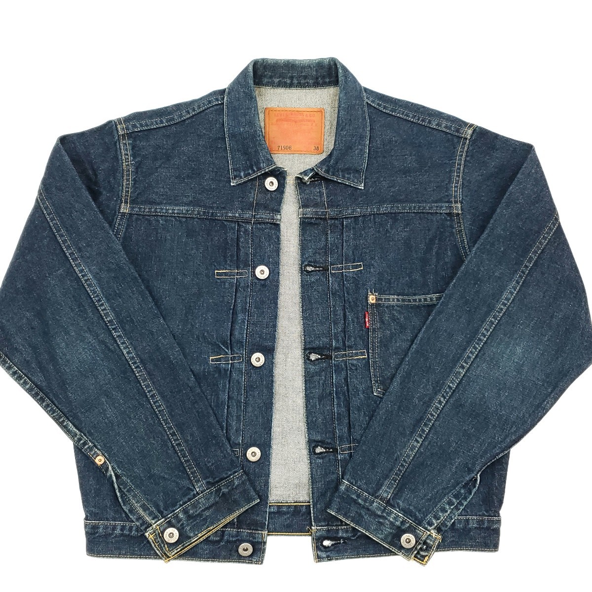 日本製ファースト濃紺◆Levi's 71506XX◆38ビンテージ復刻Gジャン1stリーバイスメンズMビッグEデニムジャケットBIGEジージャンLVC  91