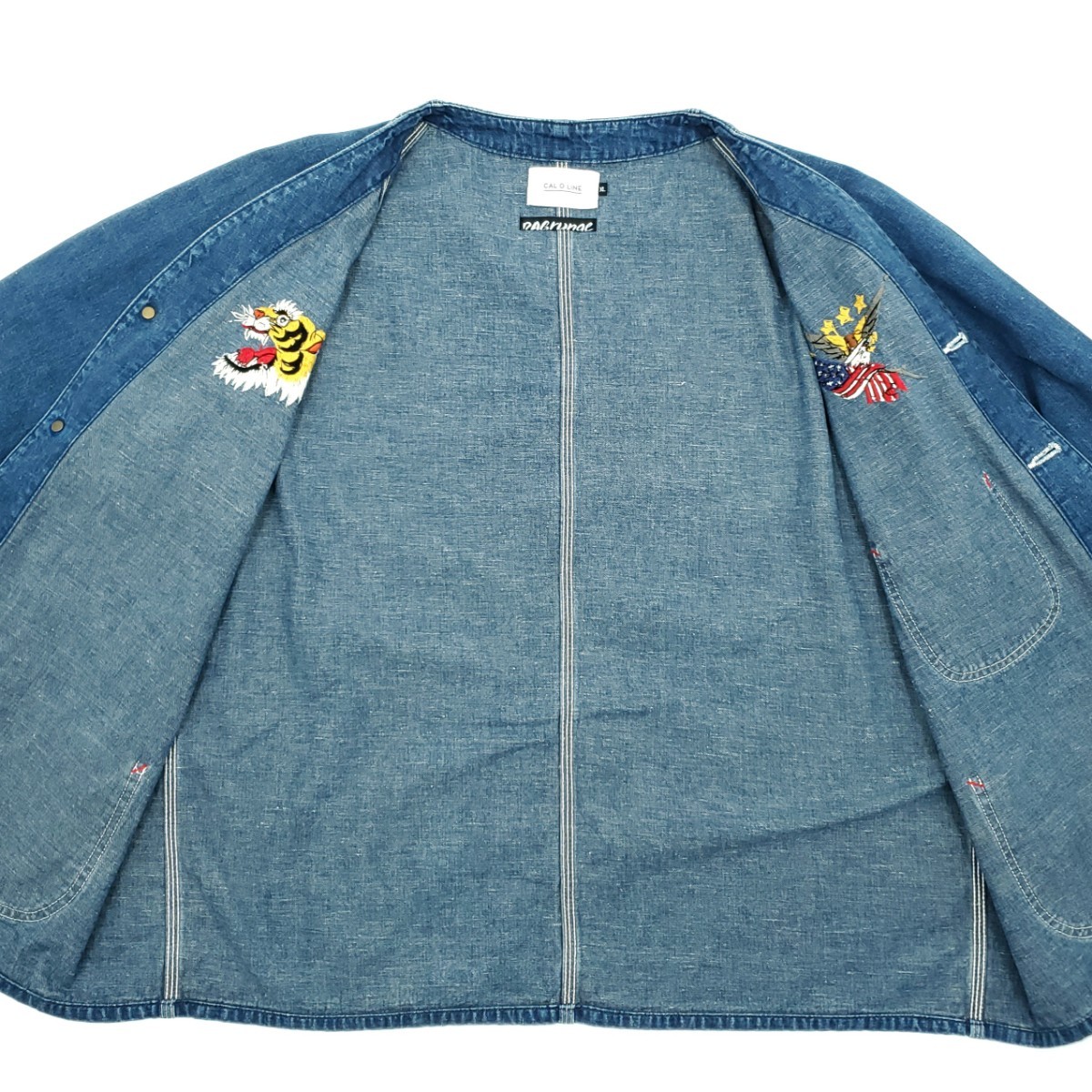 手刺繍 定価6.1万◆CAL O LINE×Kendai×RAGrunge◆XLメンズHAND EMBROIDERY ENGINEERS JACKETデニムエンジニアジャケットカバーオール 565_画像8