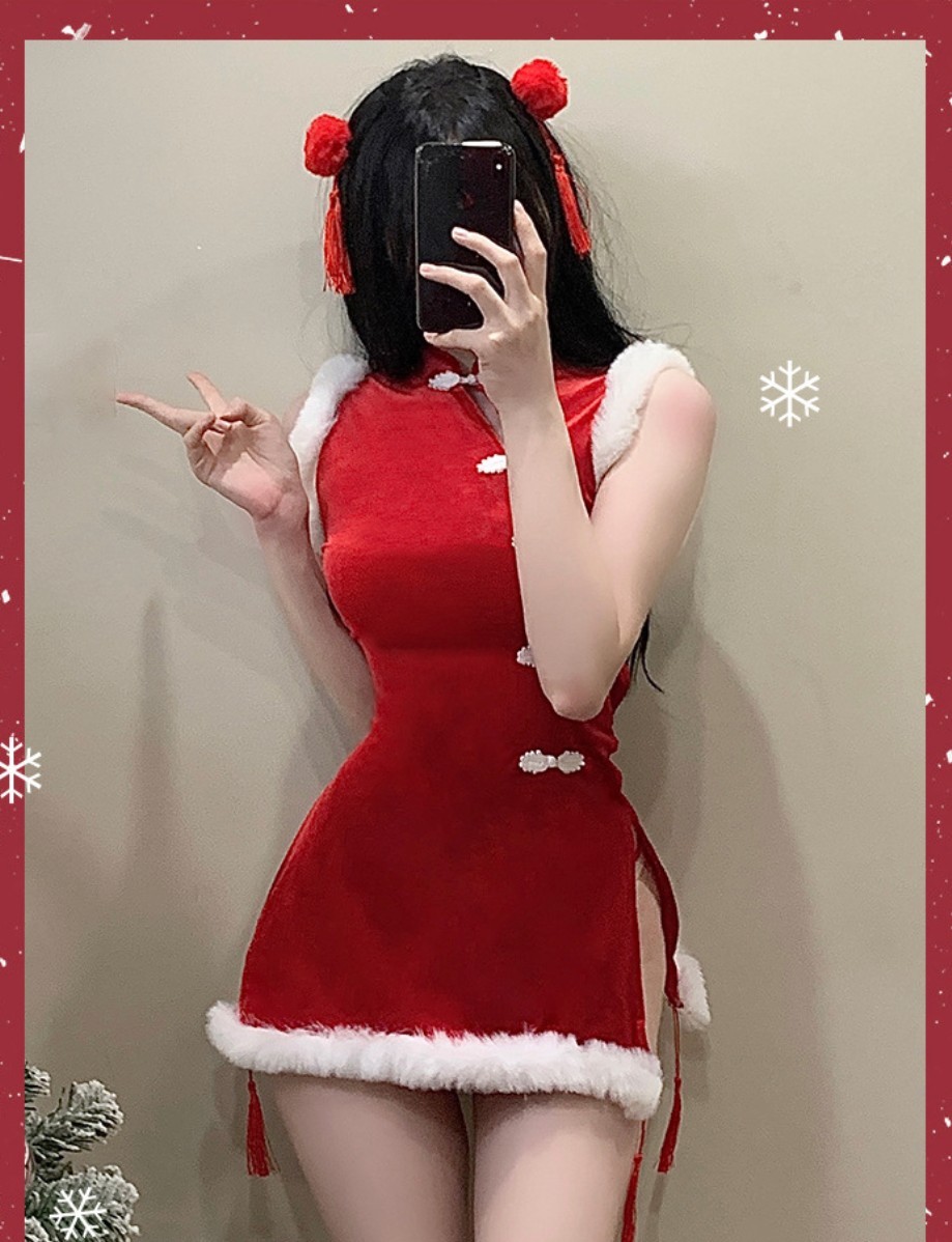 サンタクロース　チャイナ服　Xmas コスプレ衣装　サンタコスプレ　新品　セクシーコスプレ