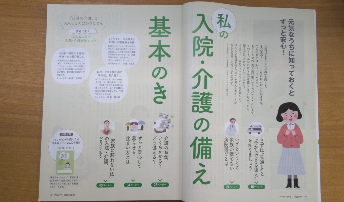 特2 52550 / ハルメク 2019年12月号 たんぱく質の新しい食べ方 特集:元気なうちに知っておくとずっと安心！ 私の入院・介護の備え 基本のき_画像3