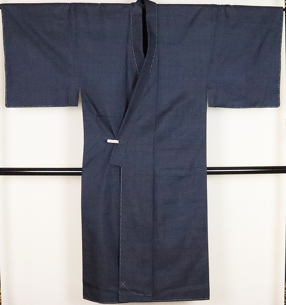  Ooshima pongee ensemble silk navy blue ground small turtle .M size MY3269 unused goods gentleman for men's official event free shipping recycle 