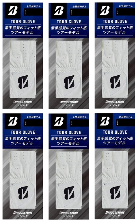  Bridgestone Golf glove GLG12 TOUR GRIP all weather 6 pieces set white 25cm