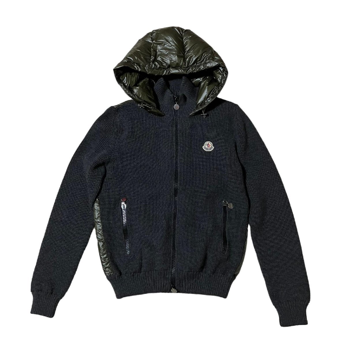 誕生日プレゼント MONCLER サイズS メンズ ナイロン ウール カーキ系