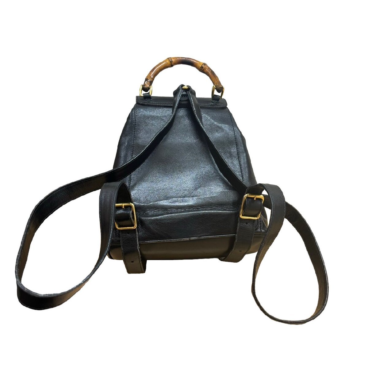 GUCCI グッチ バンブー リュックサック バックパック レザー ブラック