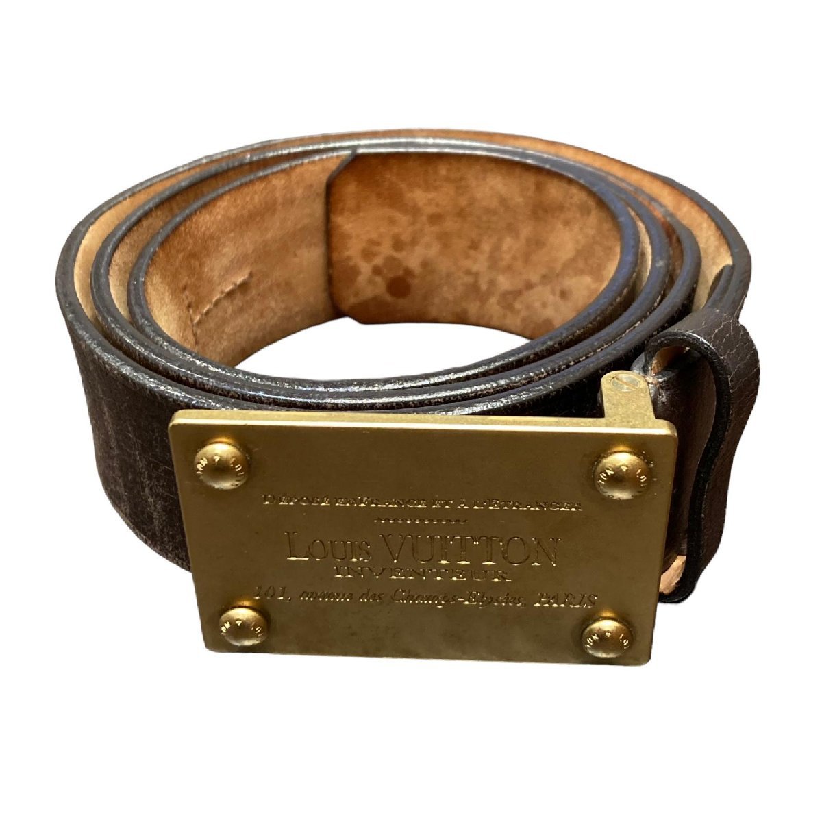 通販 VUITTON LOUIS ルイヴィトン メンズ ブラウン レザー ゴールド