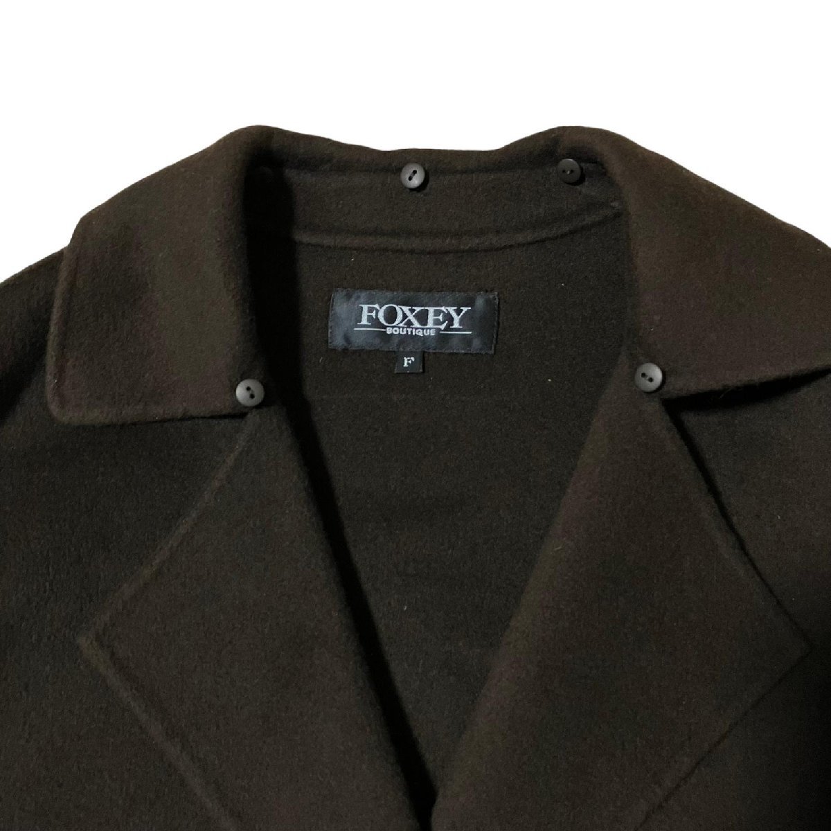 FOXEY フォクシー コート ベルト付き 取り外し可 カシミヤ100％ ダークブラウン系 レディース F_画像4