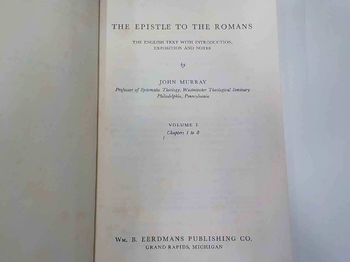 13V3731◆THE EPISTLE TO THE ROMANS JOHN MURRAY WM.B.EERDMANS PUBLISHING CO▼_画像3