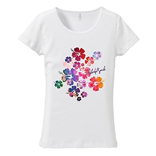 (M) white [tf055] gradation hibiscus print white mail service shipping T-shirt short sleeves free shipping Hawaii *fla