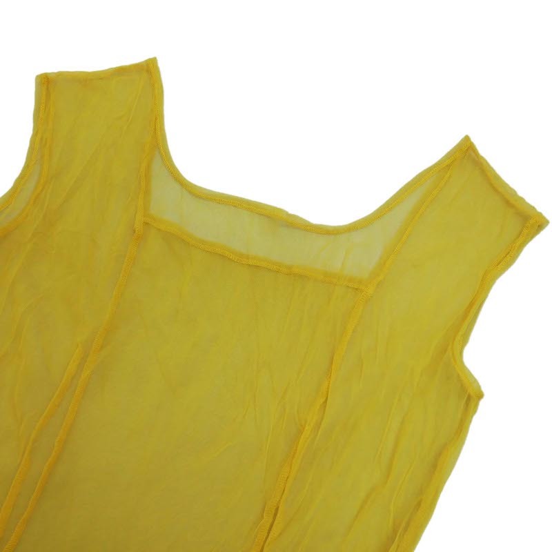 Yohji Yamamoto FEMME 1997ss 友禅染め シースルー ロング ワンピース 97ss ファム ドレス 花柄 花 黄色 イエロー ナイロン アーカイブの画像6